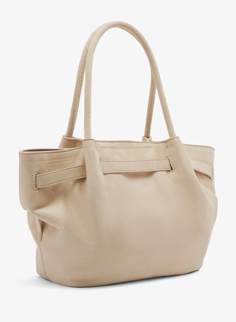 ايلا Structured Suede Tote Bag With Gold Accent